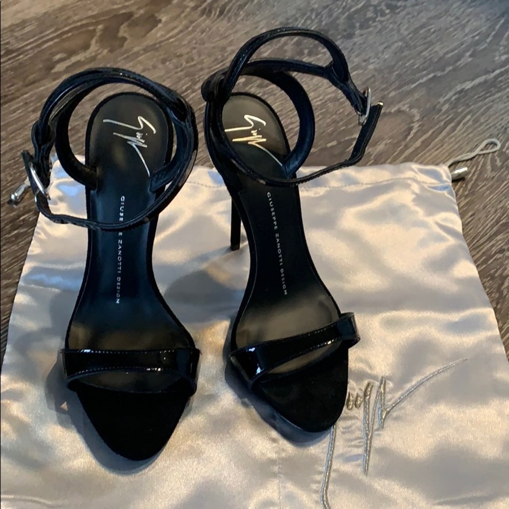 Giuseppe black strappy heels. Never worn.